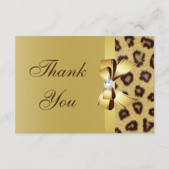 Printed Bow  Diamond & Leopard Print Thank You by AJ_Graphics at Zazzle
