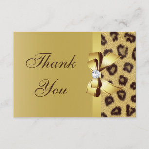 Printed Bow, Diamond & Leopard Print Thank You Card