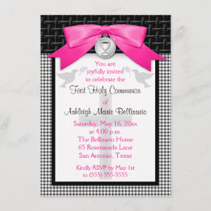 PRINTED BOW First Holy Communion Invitation