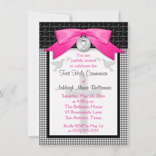 PRINTED BOW First Holy Communion Invitation
