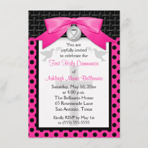PRINTED BOW First Holy Communion Invitation