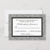 PRINTED BOW Glitter LOOK Snowflake  Rsvp Card (Back)