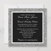 PRINTED BOW Glitter LOOK Snowflakes Wedding Invite (Back)