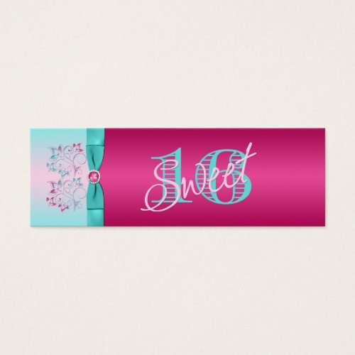 PRINTED BOW Hot Pink, Aqua Floral Favor Tag Business Card Templates