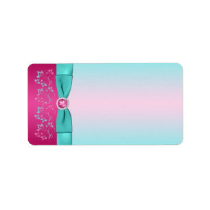PRINTED BOW Pink, Aqua Floral Blank Label