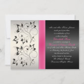 PRINTED BOW Pink Black Gray Floral Wedding Invite (Back)