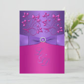 PRINTED BOW Purple Fuchsia Floral Monogram Invite (Standing Front)