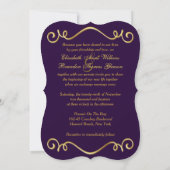 PRINTED BOW Purple, Gold Floral Wedding Invite 6 (Back)