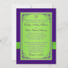 PRINTED BOW Purple Green Floral Wedding Invitation
