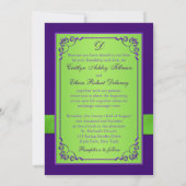 PRINTED BOW Purple Green Floral Wedding Invitation (Back)