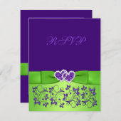 PRINTED BOW Purple Green Floral Wedding RSVP Card (Front/Back)