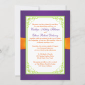 PRINTED BOW Purple Orange Green Wedding Invitation (Back)