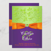 PRINTED BOW Purple Orange Green Wedding Invitation (Front/Back)