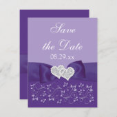 PRINTED BOW Purple White Floral Save the Date Card (Front/Back)