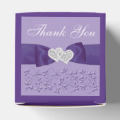 PRINTED BOW Purple White Floral Wedding Favor Box (Top)