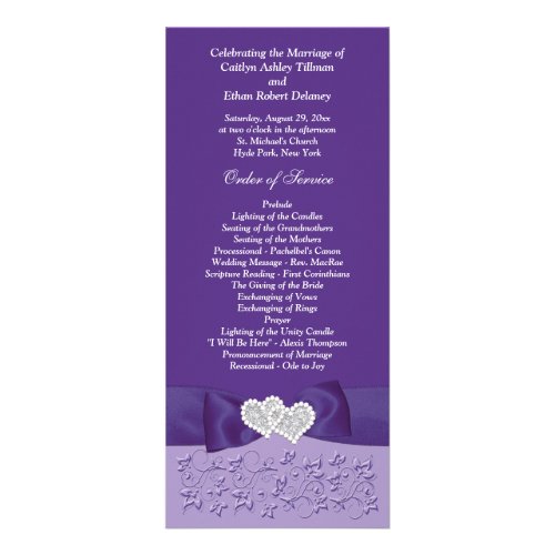 PRINTED BOW Purple White Floral Wedding Program