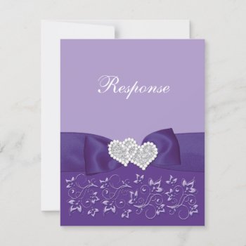 Printed Bow Purple White Floral Wedding Response C by NiteOwlStudio at Zazzle