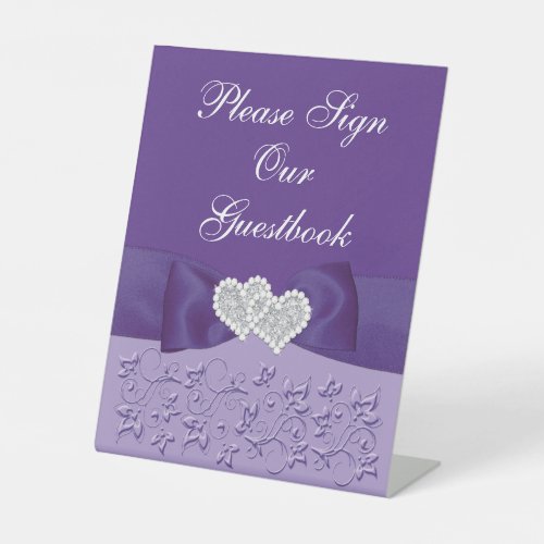 PRINTED BOW Purple White Floral Wedding Sign
