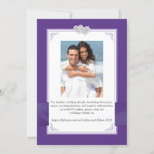 PRINTED BOW Purple White PHOTO Wedding Invite (Back)
