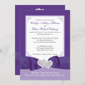 PRINTED BOW Purple White PHOTO Wedding Invite (Front/Back)