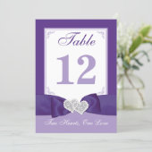 PRINTED BOW Purple White Table Number Card (Standing Front)