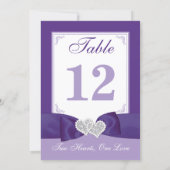 PRINTED BOW Purple White Table Number Card (Back)