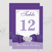 PRINTED BOW Purple White Table Number Card (Front/Back)