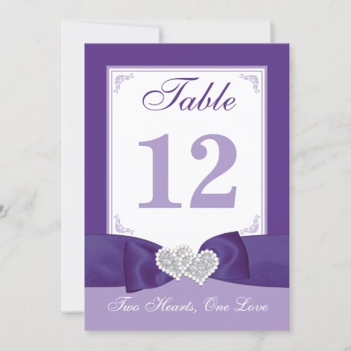PRINTED BOW Purple White Table Number Card