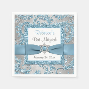 PRINTED Bow, Winter Wonderland Bat Mitzvah Napkins