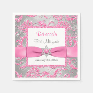PRINTED Bow, Winter Wonderland Bat Mitzvah Napkins
