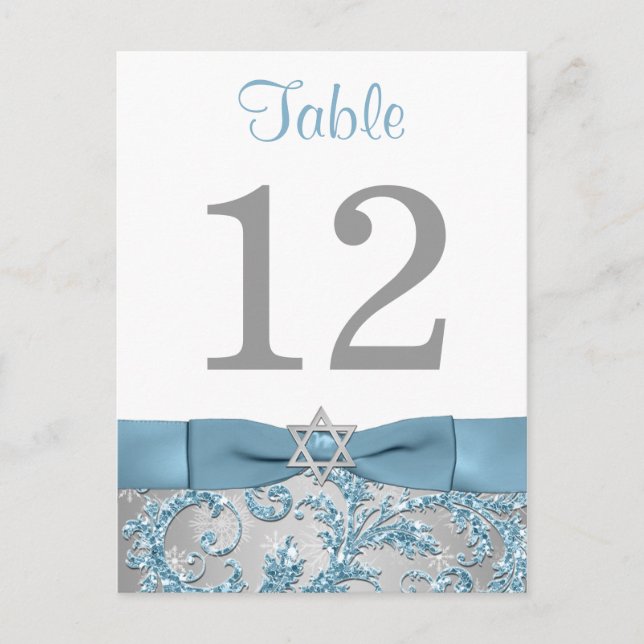 PRINTED Bow - Winter Wonderland Table Number Card (Front)