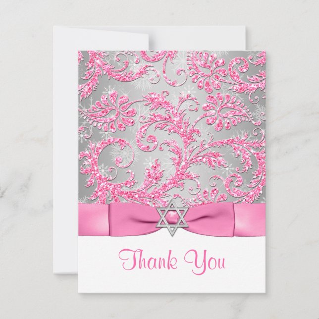 PRINTED BOW - Winter Wonderland Thank You Note Card (Front)