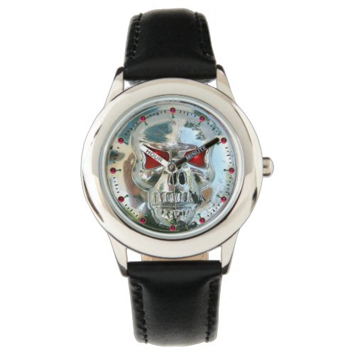 PRINTED CHROME SKULL Red  Ruby Gems Watch