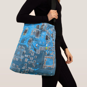 Printed Circuit Assembly PCB Blue Circuit Board Crossbody Bag