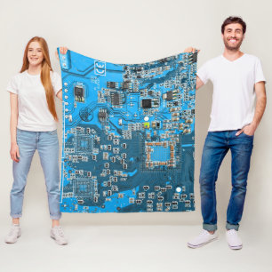 Printed Circuit Assembly PCB Blue Circuit Board Fleece Blanket