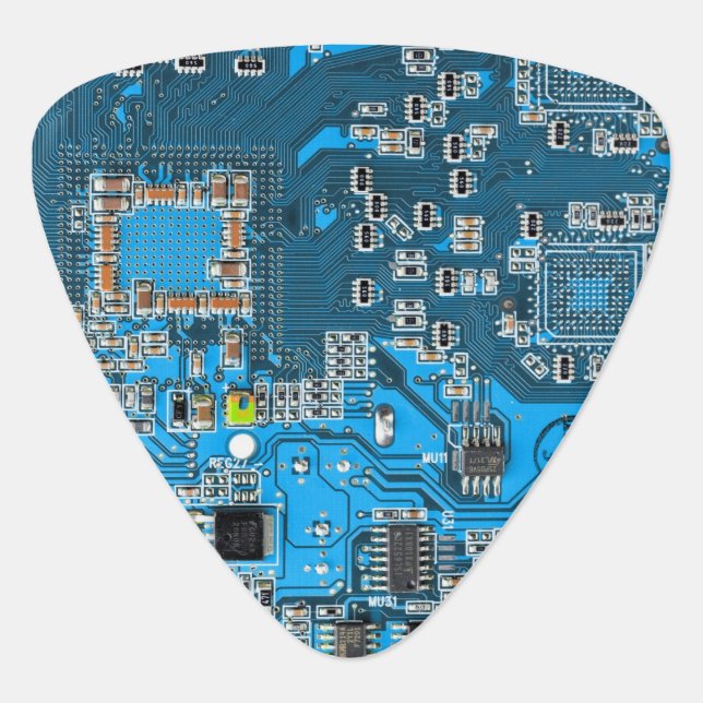 Printed Circuit Assembly PCB Blue Circuit Board Guitar Pick (Front)