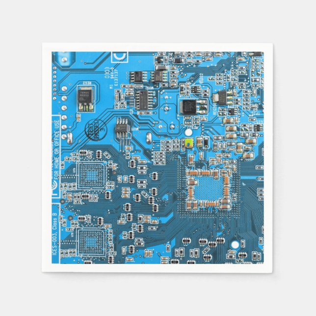 Printed Circuit Assembly PCB Blue Circuit Board Napkins (Front)
