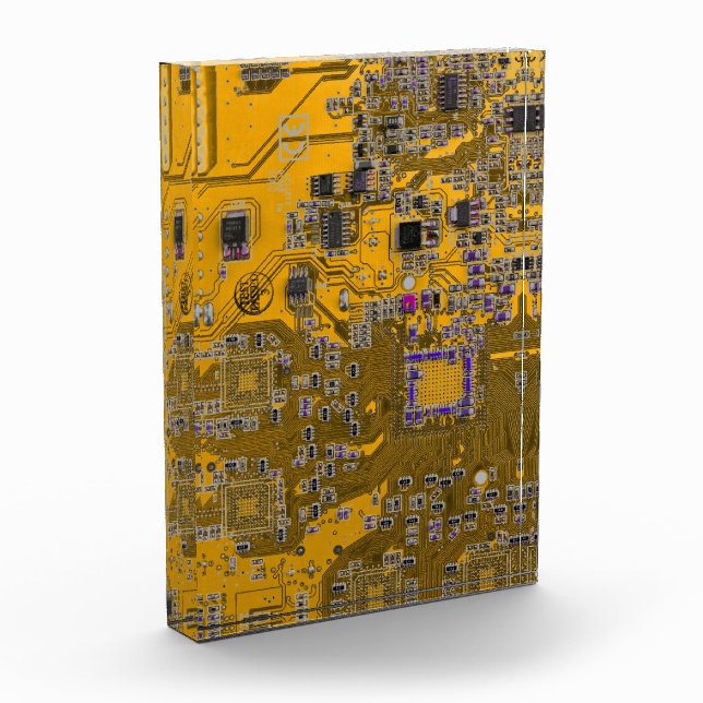 Printed Circuit Assembly PCB Circuit Board Orange Acrylic Award (Left)