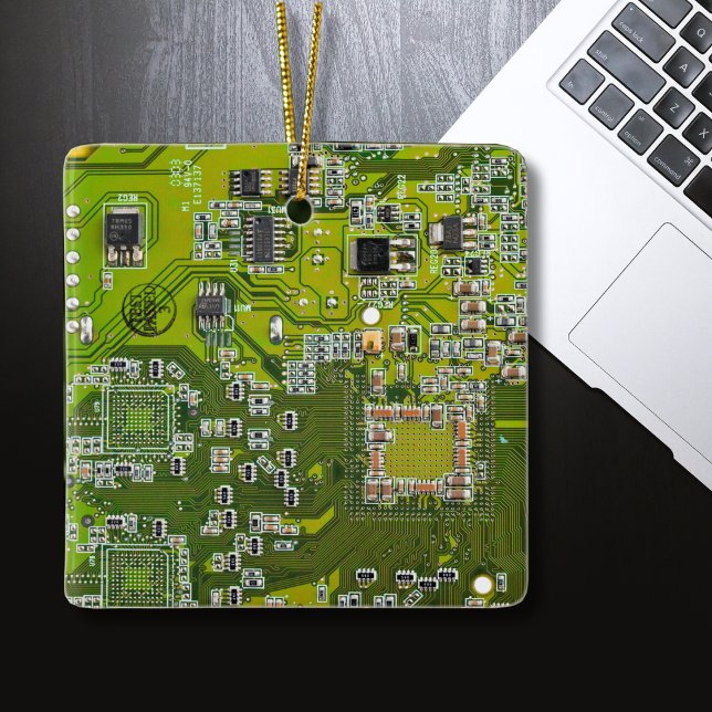 Printed Circuit Assembly PCB Green Circuit Board 2 Ceramic Ornament (Creator Uploaded)