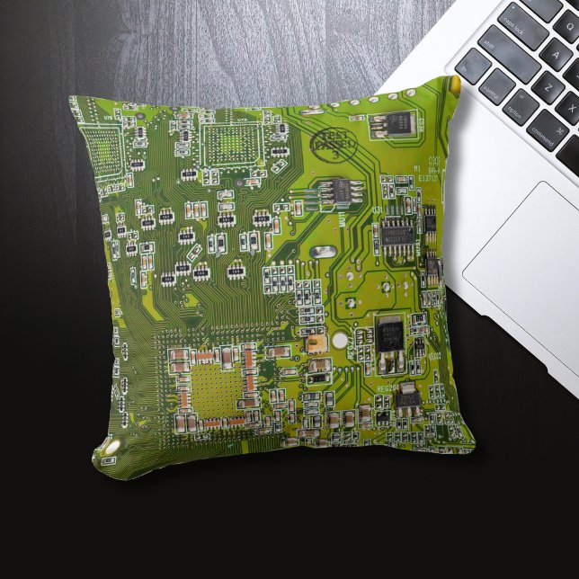 Printed Circuit Assembly PCB Green Circuit Board 2 Throw Pillow (Creator Uploaded)