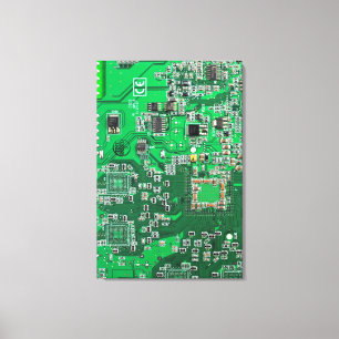 Printed Circuit Assembly PCB Green Circuit Board Canvas Print