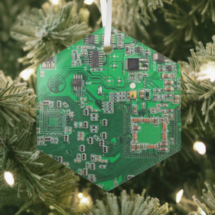 Printed Circuit Assembly PCB Green Circuit Board Glass Ornament