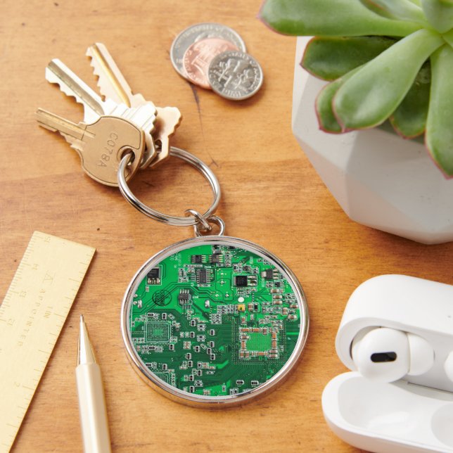 Printed Circuit Assembly PCB Green Circuit Board Keychain (Desk)