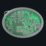 Printed Circuit Assembly PCB Green Circuit Board Oval Belt Buckle<br><div class="desc">PCB Circuit Board gifts for geeks or gifts for nerds. Here's one for the Computer Nerd or Geeks in all of us. Geek Out your Nerd with this Printed Circuit Assembly PCB Electronic Circuit Board. This is a close up picture of a Printed Circuit Assembly PCB or electronic circuit board....</div>