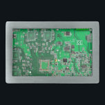 Printed Circuit Assembly PCB Green Circuit Board Rectangular Belt Buckle<br><div class="desc">PCB Circuit Board gifts for geeks or gifts for nerds. Here's one for the Computer Nerd or Geeks in all of us. Geek Out your Nerd with this Printed Circuit Assembly PCB Electronic Circuit Board. This is a close up picture of a Printed Circuit Assembly PCB or electronic circuit board....</div>