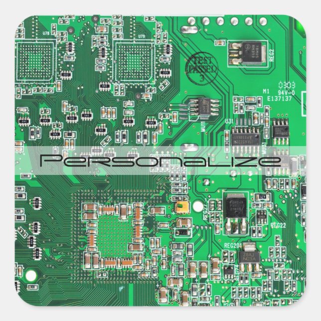 Printed Circuit Assembly PCB Green Circuit Board Square Sticker (Front)
