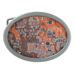 Printed Circuit Assembly PCB Orange Circuit Board Belt Buckle
