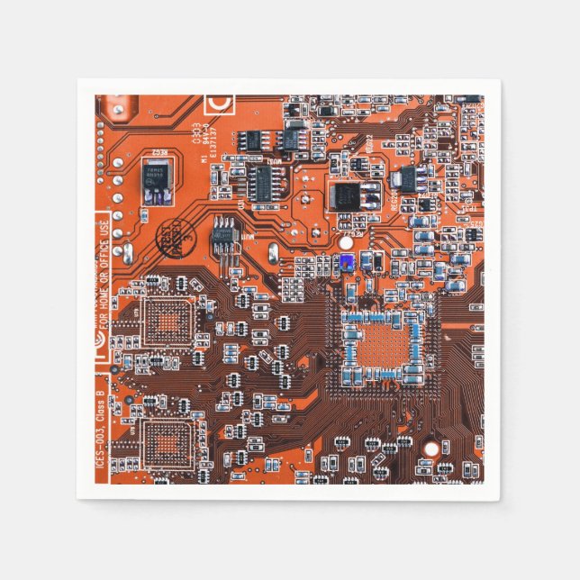 Printed Circuit Assembly PCB Orange Circuit Board Napkins (Front)