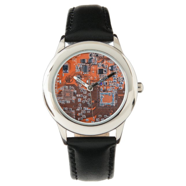 Printed Circuit Assembly PCB Orange Circuit Board Watch (Front)