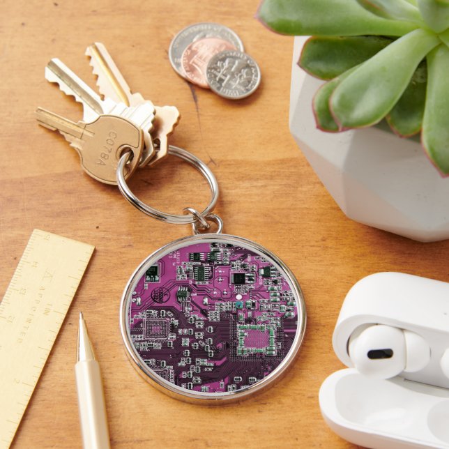 Printed Circuit Assembly PCB Purple Circuit Board Keychain (Desk)